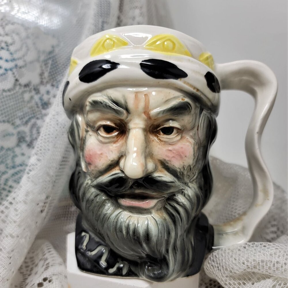 Ceramic Toby Mug Featuring Gray-Haired and Bearded Man